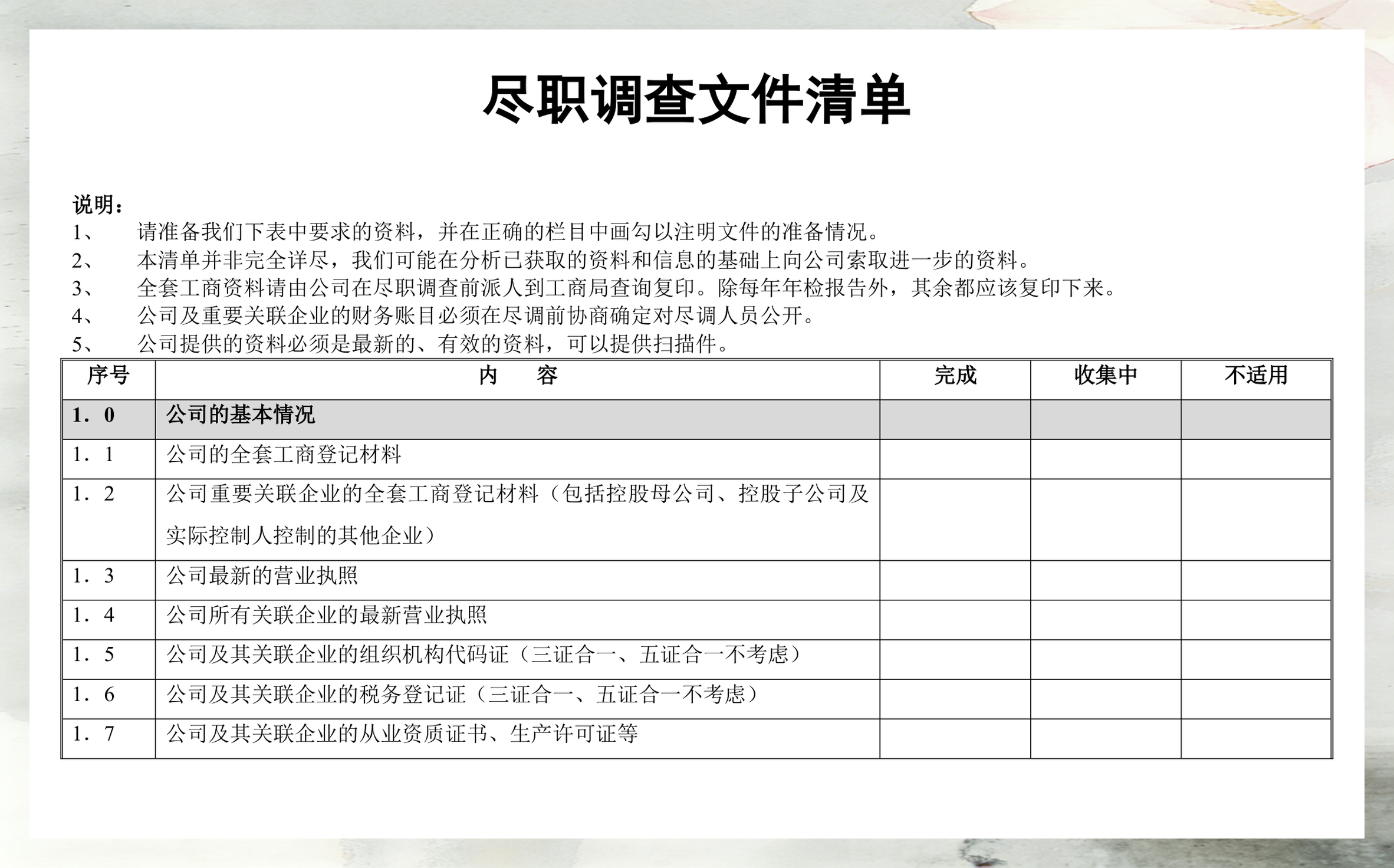 尽调清单模板定制(尽调资料清单如何提供)沈阳市 尽调清单模板定制(尽调资料清单如何提供)沈阳市